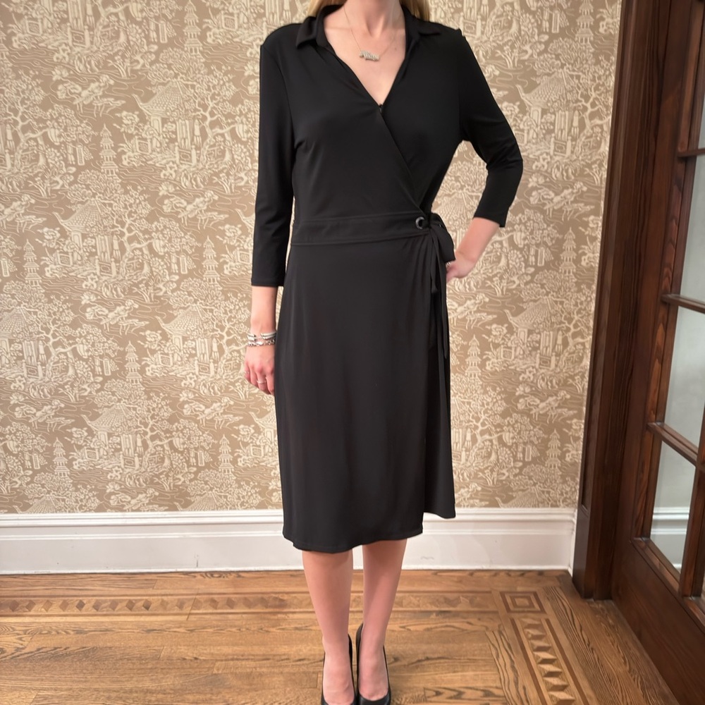 H by Halston Black Long Sleeve Dress